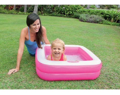 Alberca Piscina Inflable Bebé Niños Cuadrada 86cmx25cm Color Rosa