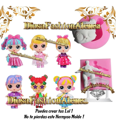 Molde Silicona Muñeca Lol Repostería Porcelana Fondant Rosa