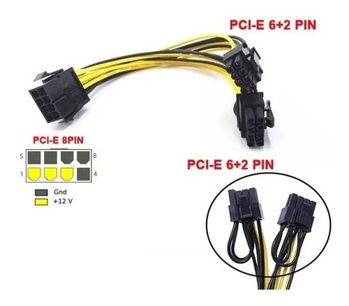 Imagen 5 de 7 de Pcie Splitter Adaptador 8pin A 6+2 Mineria (mas Largo 30cm)