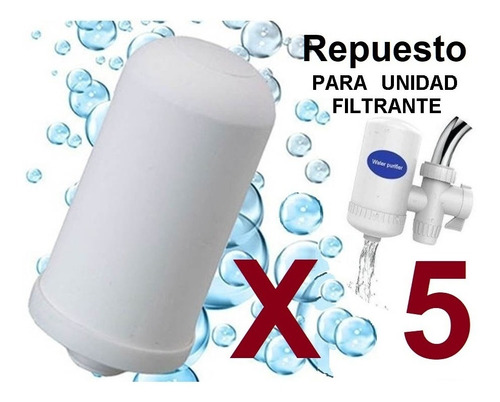 5 Repuesto Filtro Purificador De Agua Cerámico Para Canilla