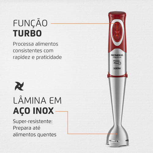 Mixer Premium Mondial M-10 500w Vermelho Com Inox 220v