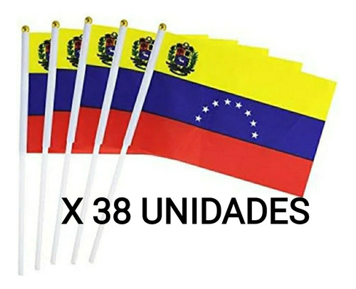 Bandera De Venezuela De Mano 38 Unidades 21 X 14 Cm