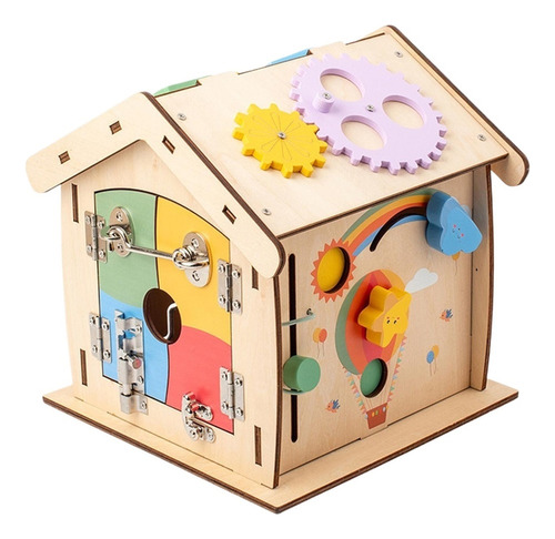 L Montessori Busy Board Wooden House Toy 14 En 1 Casa De