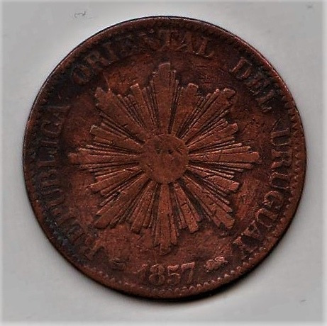 Uruguay 1857 Moneda De Cobre 20 Centésimos De Real