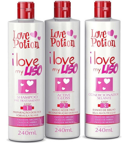 Kit I Love My Liso Love Potion 3x240ml Home Care Para Liso