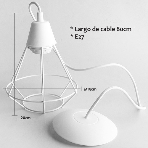 Imagen 3 de 10 de Pack X 4 Lámpara Colgante Vintage Jaula Diamante 15cm