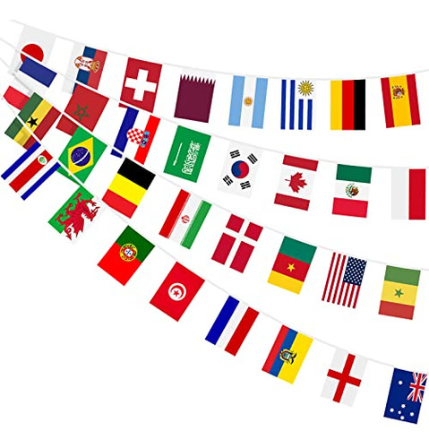 Banderín De Banderas Internacionales De 32 Países, Ba...