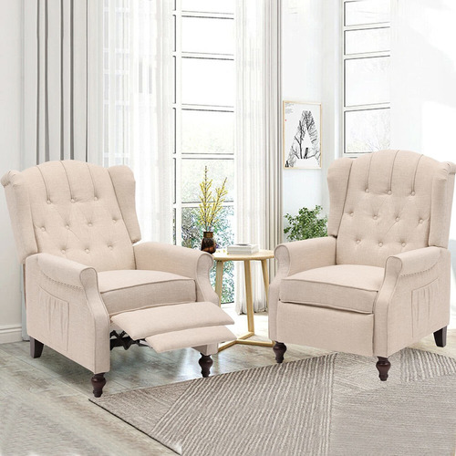 Silla Wingback Acento Copetudo Para Sala Estar Dormitorio 2