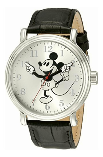 Disney Mickey Mouse Reloj Plateado Brillante Para Hombre