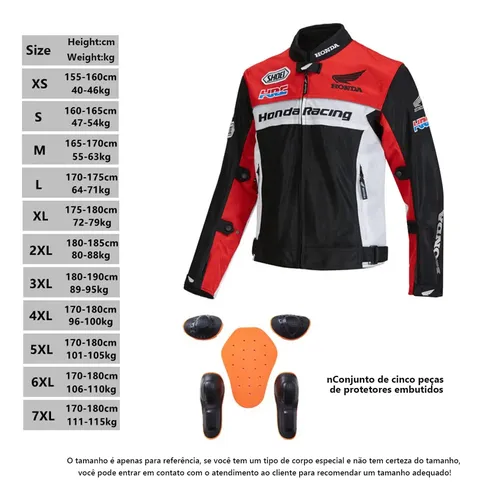 Jaqueta Moto Honda Racing Motociclista Respiravel Verão Luxo