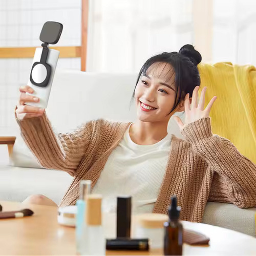 Luz Led Para Celulares Magnética + Espejo, Luz Para Selfie. Negro