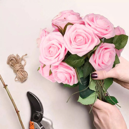 50pcs Rosa Artificiales Decoración Fiesta De Boda Flor 8 Cm