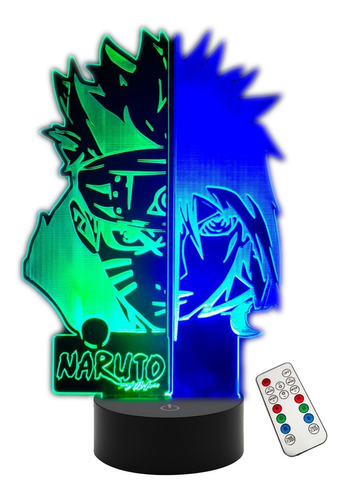 Naruto Sasuke Lampara 3d Led Dual 7x7 Colores Control Remoto