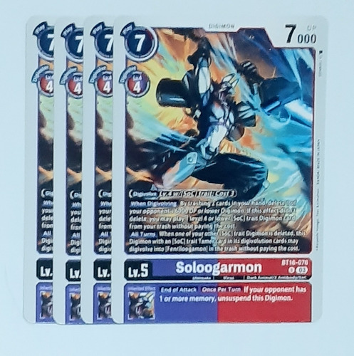 Carta X4 Playset Tcg Soloogarmon Bt16 076 U Digimon Soloogarmon Bt16 076 U Inglés (Usado)