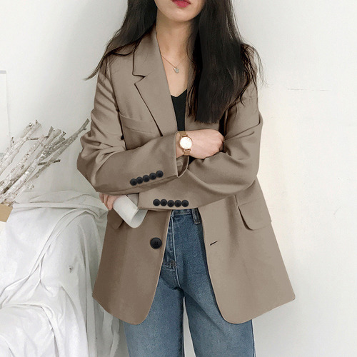 P Blazer Manga Larga Informal Mujer Corte Holgado