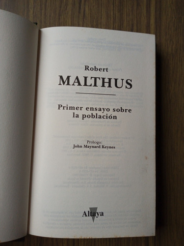 Primer Ensayo Sobre La Poblacion/ Robert Malthus /altaya