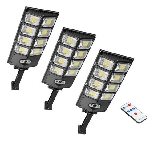 Pack X3 Focos Solares Potente Led Con Sensor Exterior 200w