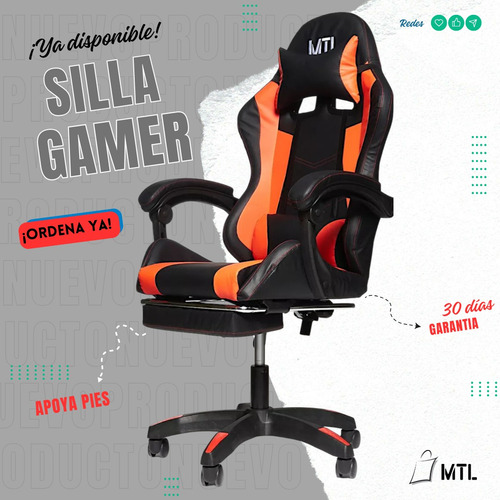 Silla Gamer Rojo Oficina Gaming Escritorio Youtuber Sillon M