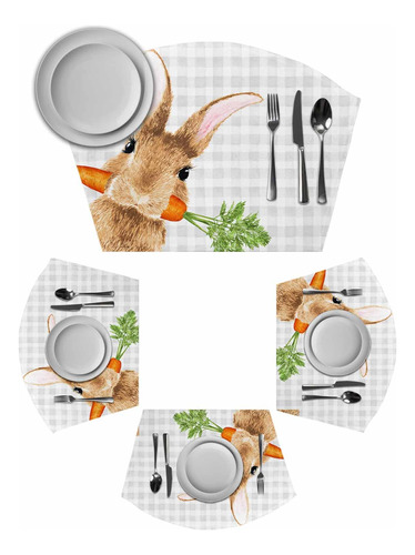 Easter Bunny Carrot Placemats Set Of 2 For Dining Table Grey