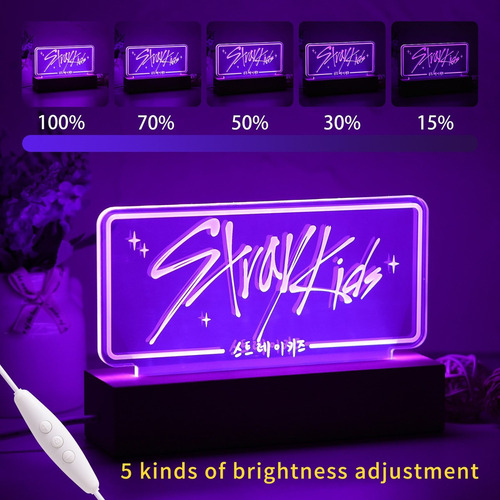 Kpop Stray Kids 7 Cores Luminária Abajur Luz Noturna Led 3d