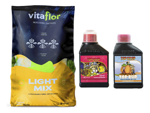 Sustrato Vitaflor Lightmix 50lt Con Top Crop Bloom Bud 250ml