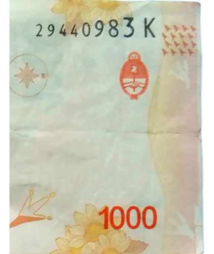 Billete Hornero $ 1000 - Error De Corte- Colección Errores..