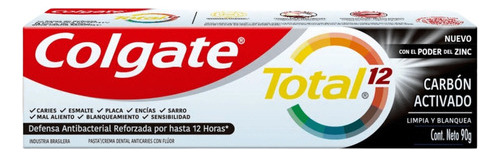 Colgate Crema Total 12 Carbon Activado 90g