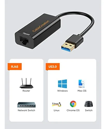 Cablecreation Usb To Ethernet Adapter, Usb 3.0 To