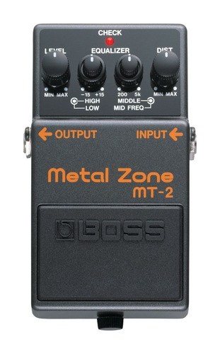 Imagen 1 de 3 de Pedal de efecto para instrumento de cuerda Boss Metal Zone MT-2  negro