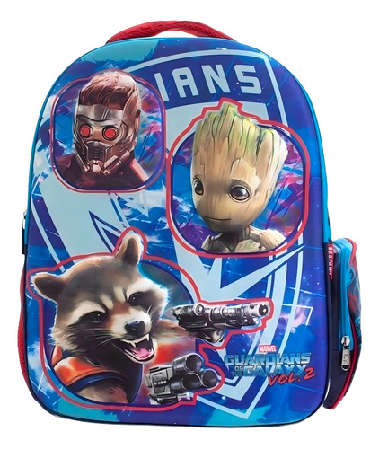Mochila Guardianes Marvel Primaria Ruz Groot Rocket Color Azul