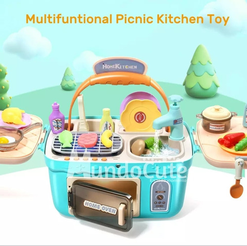 Imagen 8 de 10 de Juego De Cocina Portátil Picnic Juguete Roles Mundocute