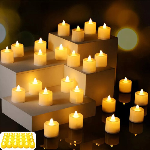 Set 24 Velas Parpadeantes Luz Led Ambar