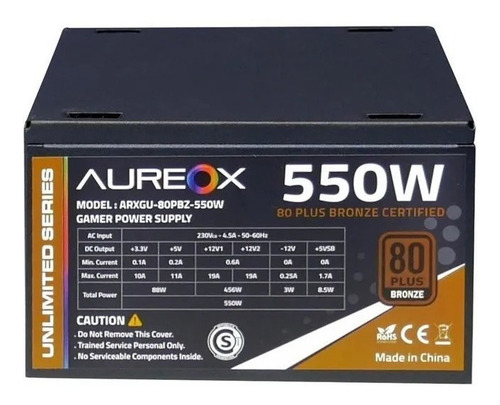 Fuente de alimentación para PC Aureox Unlimited Series ARXGU-80PBZ-550W 550W negra 230V