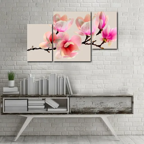 Cuadros Tripticos Modernos Flores Rosas (70x40 Cm) Cuadros Tripticos Modernos Flores Rosas (70x40 Cm)