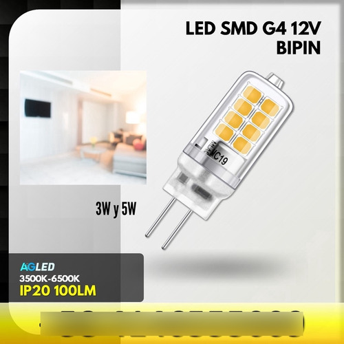 Led Smd G4 3w Bipin 6000k 12v Ip20 100lm Mc19