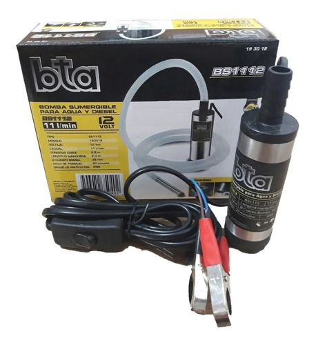 Bomba Trasvase Diesel Y Agua Bta 12v Sumergible 11l/min 