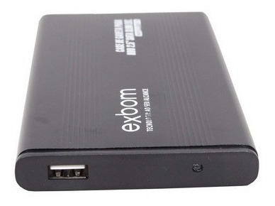 Case Gaveta Usb 2.0 Para Hd Sata 2,5 Mm Em Alumunio - Preto