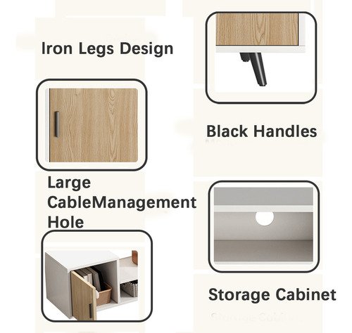 Mueble De Tv Madera 140-190 Cm Moderno Minimalista Ajustable Blanco