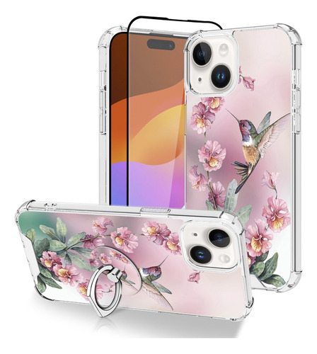 Ook Funda De Cristal Compatible Con  Phone 15 Plus, Colibrí