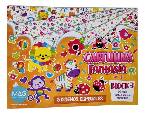 Cartulina Fantasia Block3 20hjs Doble Faz 32.5x25cm 5motivos