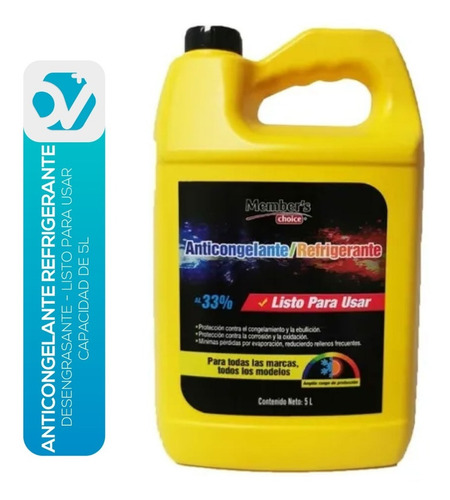 Imagen 2 de 4 de Anticongelante Refrigerante Listo Para Usar - 5lts