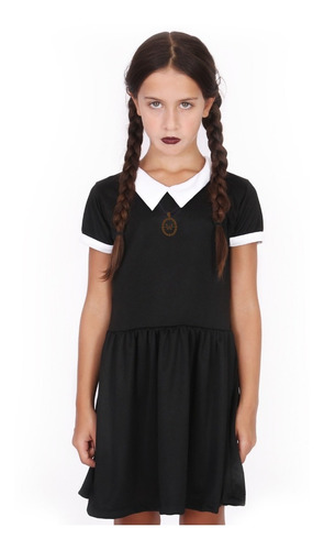 Disfraz Niña Cosplay Merlina Wednesday Addams C/collar Full