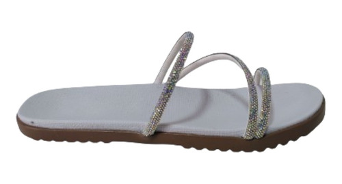 Rasteirinha Birken Papete Tira Diagonal Strass - Ref. 812