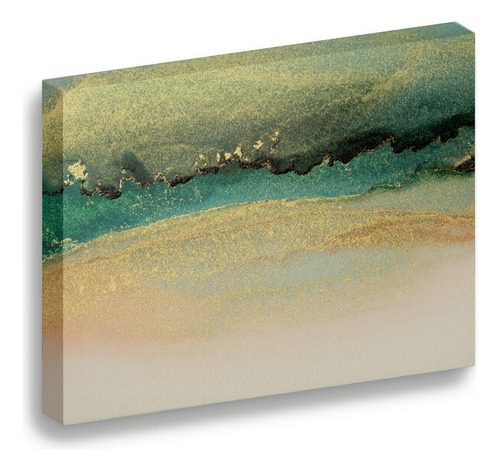 Cuadro Lienzo Canvas Azúl Glitter Oro Comedor Sala 80*120cm