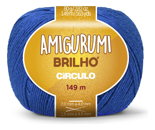 1 Novelo Fio Amigurumi Brilho - Círculo Cor 2829 - Azul Bic