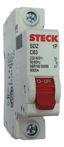 Disjuntor Unipolar 63A Curva C 6KA SDZD61C63 Steck