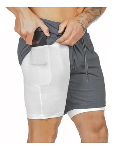 Gimnasio Short Con Licra Deportiva 2 En 1 Hombre Correr