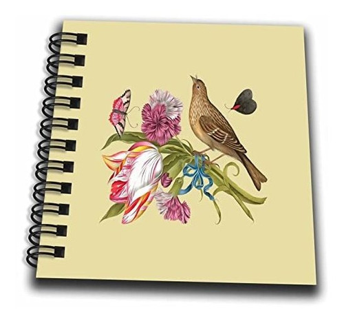 Libro De Dibujo Con Pájaros, Tulipanes Y Mariposas