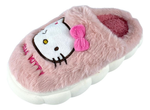 Pantuflas Hello Kitty Tipo Peluche Para Niñas Suela Gruesa