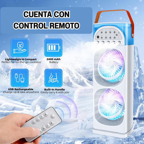 Ventilador De Escritorio 2 Niveles Oscilatorio Con Humidificador Luz Led Potente 3 Niveles Marca Leiej Abanico